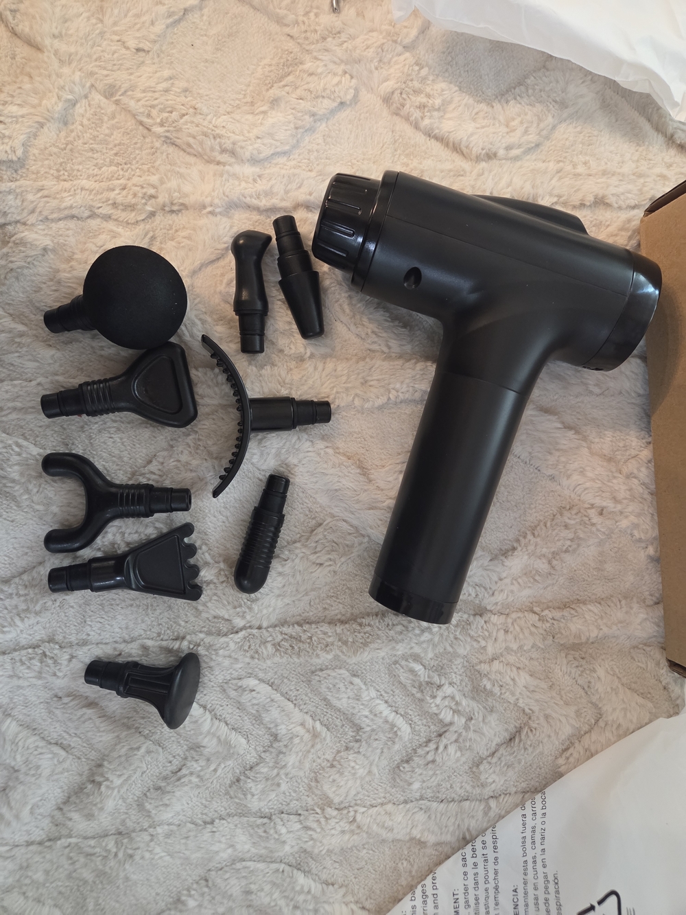 Black Percussion Massage‎ Gun with 9 Interchangeable Heads